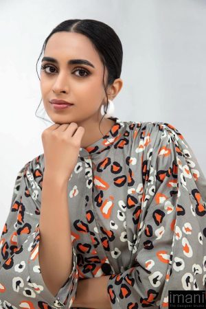 2 Pcs Grey Printed Arabic Lawn Co-Ord Set Mb-Ef24180Gp 16 Mb Ef 24180Greyd Imanistudio.com