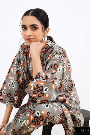 2 Pcs Grey Printed Arabic Lawn Co-Ord Set Mb-Ef24180Gp 13 Mb Ef 24180Greyg Imanistudio.com