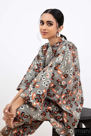 2 Pcs Grey Printed Arabic Lawn Co-Ord Set Mb-Ef24180Gp 12 Mb Ef 24180Greyh Imanistudio.com
