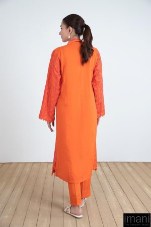 1 Pcs Orange Embroidered Lawn Shirt Mb-Ef2436Ng 10 Mb Ef 2436Orangeb Imanistudio.com
