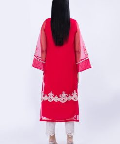 1 Pcs Coral Pink Organza Embroidered Shirt Mb-F23407Cp 8 Mb F23407 Coralpinkc Imanistudio.com