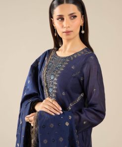 3 Pcs Pret Navy Blue Embroidered Two Tone Silk Suit Mbdw-Fs2430Nb 8 Mb Fs2530Bluec Imanistudio.com