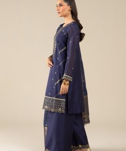 3 Pcs Pret Navy Blue Embroidered Two Tone Silk Suit Mbdw-Fs2430Nb 7 Mb Fs2530Blued Imanistudio.com