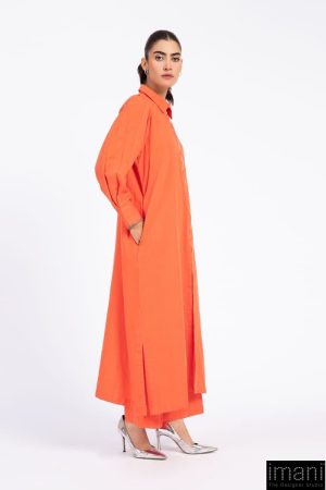 Casual Wear Orange Light Khaddar Co-Ord Set Mb-W23-172Or 6 Mb W23172Orangb Imanistudio.com