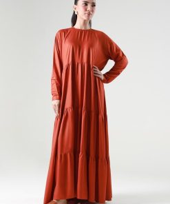 1 Pcs Burnt Orange Twill Dyed Dress MB-WS24122BO