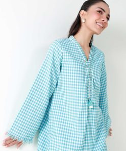 1 Pcs Sky Blue Check Yarn Dyed Shirt Mb-Ws24104Sb 10 Mb Ws24104Skyblued Imanistudio.com