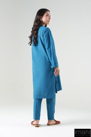 2 Pcs Blue Yarn Dyed Co-Ord Set Mb-Ef2417By 16 Mb Ws2417Blueb Imanistudio.com