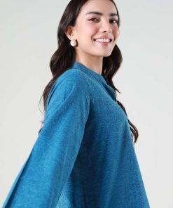 2 Pcs Blue Yarn Dyed Co-Ord Set Mb-Ef2417By 14 Mb Ws2417Blued Imanistudio.com