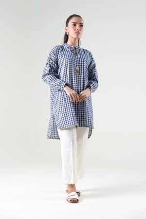 1 Pcs Navy Blue Check Yarn Dyed Shirt MB-WS2422NB