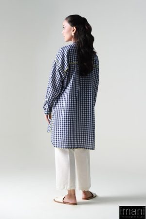 1 Pcs Navy Blue Check Yarn Dyed Shirt Mb-Ws2422Nb 14 Mb Ws2422Bluea Imanistudio.com
