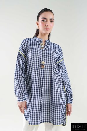 1 Pcs Navy Blue Check Yarn Dyed Shirt Mb-Ws2422Nb 12 Mb Ws2422Bluec Imanistudio.com
