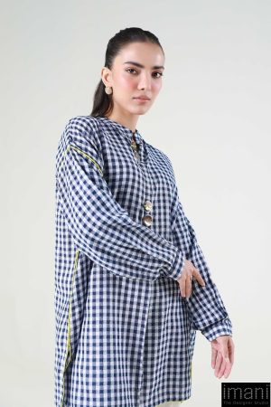 1 Pcs Navy Blue Check Yarn Dyed Shirt Mb-Ws2422Nb 11 Mb Ws2422Blued Imanistudio.com
