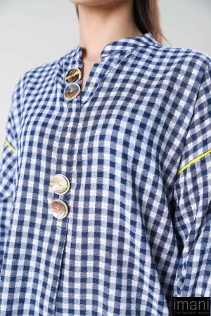 1 Pcs Navy Blue Check Yarn Dyed Shirt Mb-Ws2422Nb 10 Mb Ws2422Bluee Imanistudio.com