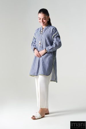 1 Pcs Navy Blue Check Yarn Dyed Shirt Mb-Ws2422Nb 9 Mb Ws2422Bluef Imanistudio.com