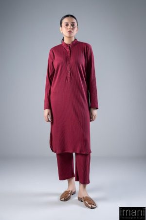 2 Pcs Maroon Ribbed Co-Ord Set Mb-Ws2437Mn 8 Mb Ws2437Maroon Imanistudio.com