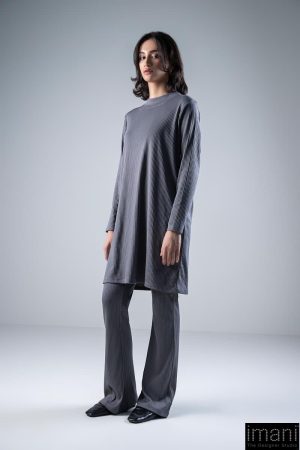 2 Pcs Grey Ribbed Co-Ord Set Mb-Ws2438Gy 9 Mb Ws2438Charcoalb Imanistudio.com