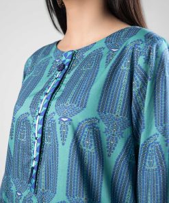 1 Pcs Blue Printed Cambric Shirt Mb-Ws2442Bp 12 Mb Ws2442Blueb Imanistudio.com