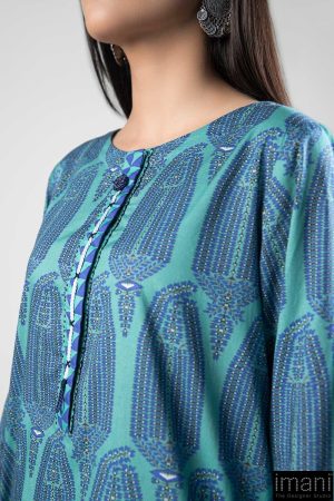 1 Pcs Blue Printed Cambric Shirt Mb-Ws2442Bp 12 Mb Ws2442Blueb Imanistudio.com
