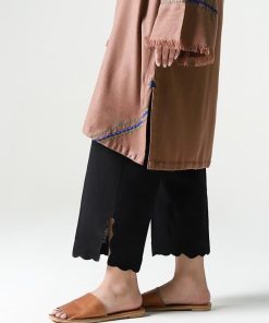 Black Light Khaddar Culottes Trousers MB-WS2479BK