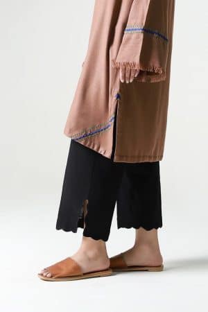 Black Light Khaddar Culottes Trousers MB-WS2479BK