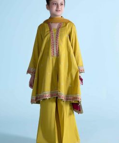 MariaB Kids Mango Dobby Lawn Embroidered Suit MBKD-EA2104MG