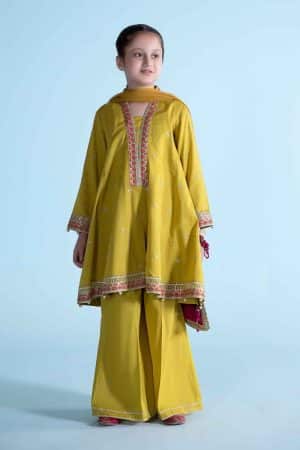 MariaB Kids Mango Dobby Lawn Embroidered Suit MBKD-EA2104MG