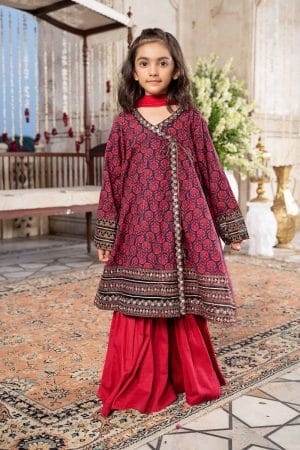 MariaB Kids Pink/Black Light Khaddar Suit MBKD-W2309PB
