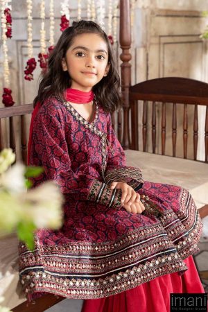 Mariab Kids Pink/Black Light Khaddar Suit Mbkd-W2309Pb 13 Mkd W2309 Pinkb Imanistudio.com
