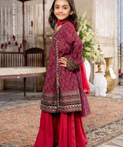 Mariab Kids Pink/Black Light Khaddar Suit Mbkd-W2309Pb 10 Mkd W2309 Pinke Imanistudio.com