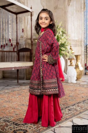 Mariab Kids Pink/Black Light Khaddar Suit Mbkd-W2309Pb 10 Mkd W2309 Pinke Imanistudio.com