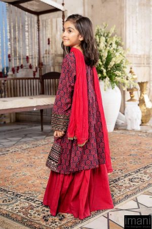 Mariab Kids Pink/Black Light Khaddar Suit Mbkd-W2309Pb 9 Mkd W2309 Pinkf Imanistudio.com