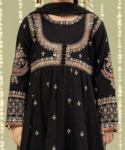 Mariab Kids Black Embroidered Dobby Linen Suit Mbkd-W2407Bk 8 Mkd W2407Black Imanistudio.com