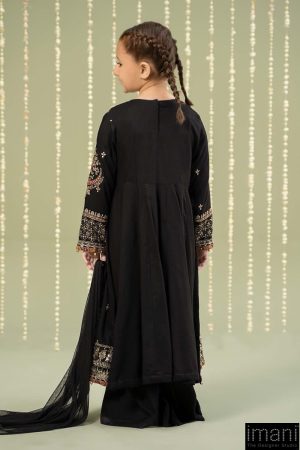 Mariab Kids Black Embroidered Dobby Linen Suit Mbkd-W2407Bk 10 Mkd W2407Blacka Imanistudio.com