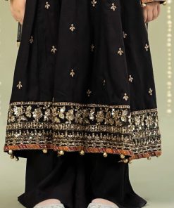 Mariab Kids Black Embroidered Dobby Linen Suit Mbkd-W2407Bk 9 Mkd W2407Blackc Imanistudio.com