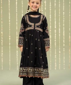 Mariab Kids Black Embroidered Dobby Linen Suit Mbkd-W2407Bk 7 Mkd W2407Blackd Imanistudio.com