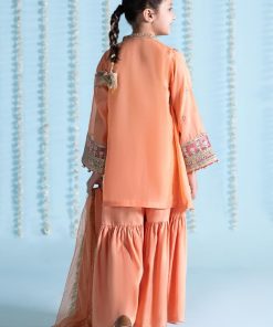 Mariab Kids Light Orange Paper Cotton Embroidered Suit Mbks-Ea2404Lo 12 Mks Ea2404Orangea Imanistudio.com