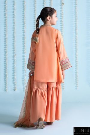 Mariab Kids Light Orange Paper Cotton Embroidered Suit Mbks-Ea2404Lo 12 Mks Ea2404Orangea Imanistudio.com