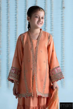 Mariab Kids Light Orange Paper Cotton Embroidered Suit Mbks-Ea2404Lo 9 Mks Ea2404Orangeb Imanistudio.com