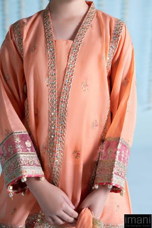 Mariab Kids Light Orange Paper Cotton Embroidered Suit Mbks-Ea2404Lo 10 Mks Ea2404Orangec Imanistudio.com