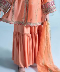 Mariab Kids Light Orange Paper Cotton Embroidered Suit Mbks-Ea2404Lo 11 Mks Ea2404Oranged Imanistudio.com