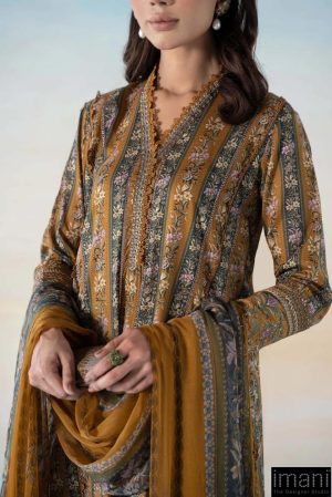 3 Pcs Maria.b Casual Wear Mustard Outfit Mprint Mbmps-2107Pb 10 Mps 2107A Mustarda Imanistudio.com