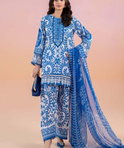 3 Pcs Maria.B Casual Wear Blue/White Mprint Suit MBMPS-2504BW