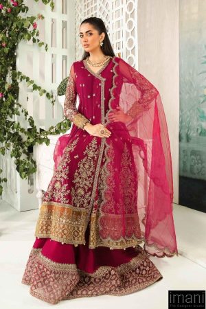 Luxury Formal Magenta Embroidered Net Suit Mbsf-Ea2403Mt 9 Sf Ea2403Pinkb Imanistudio.com