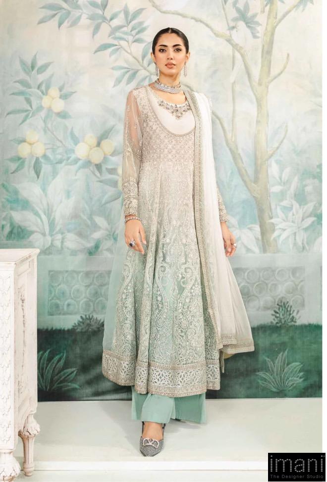 Luxury Formal Off-White/Aqua Embroidered Organza Suit Mbsf-Ea2418Ao 1 Luxury Formal Off-White/Aqua Embroidered Organza Suit Mbsf-Ea2418Ao