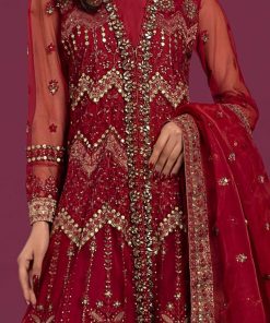 Luxury Formal Deep Red Embroidered Net Suit Mbsf-Ea2428Dr 9 Sf Ef2428Redc Imanistudio.com