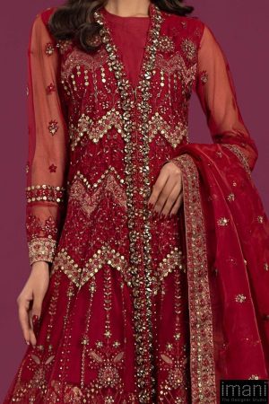 Luxury Formal Deep Red Embroidered Net Suit Mbsf-Ea2428Dr 9 Sf Ef2428Redc Imanistudio.com