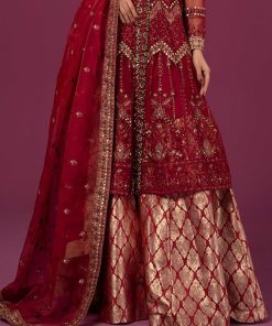 Luxury Formal Deep Red Embroidered Net Suit Mbsf-Ea2428Dr 11 Sf Ef2428Redd Imanistudio.com