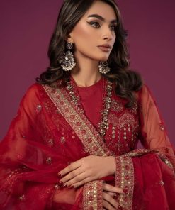 Luxury Formal Deep Red Embroidered Net Suit Mbsf-Ea2428Dr 10 Sf Ef2428Rede Imanistudio.com