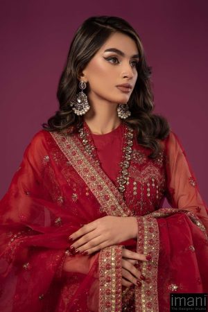 Luxury Formal Deep Red Embroidered Net Suit Mbsf-Ea2428Dr 10 Sf Ef2428Rede Imanistudio.com