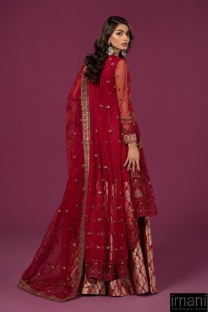Luxury Formal Deep Red Embroidered Net Suit Mbsf-Ea2428Dr 12 Sf Ef2428Redf Imanistudio.com